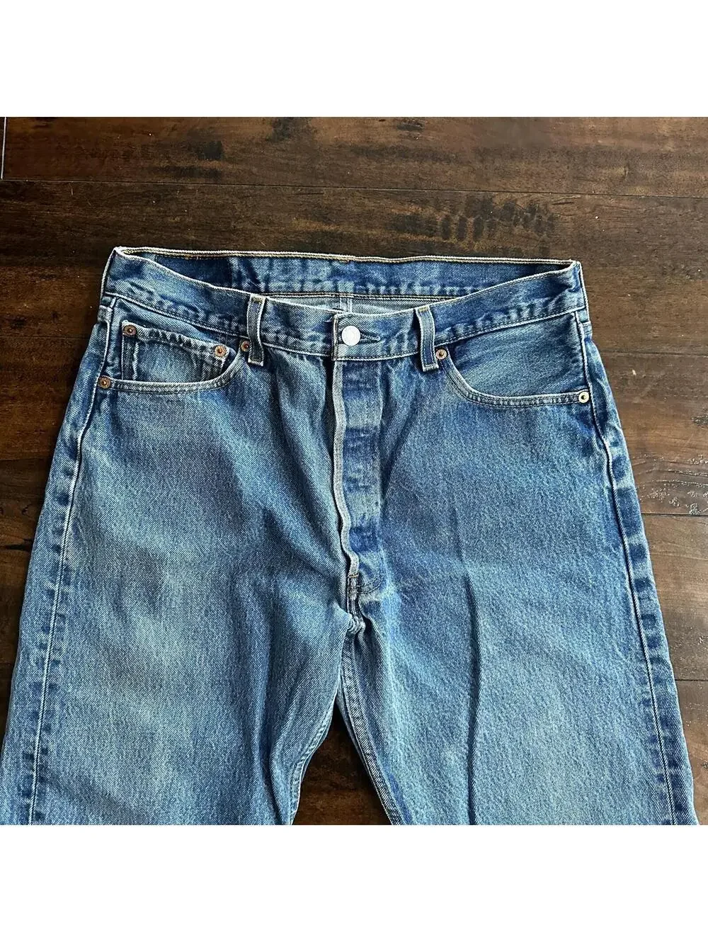 Levis 501 Vintage 90s Straight Leg XX Capri Jeans 36x34 Light Wash Act 32x25